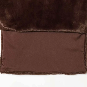 Deep brown faux fur stole with smooth fabric lining for a warm and elegant winter look