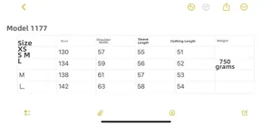 Detailed size chart for women's cropped faux leather jacket showing bust and sleeve length