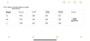 Size chart for women's animal print knit sweater with measurements for S, M, and L sizes