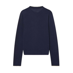 Women's dark blue long sleeve knit cardigan with embossed 4G logo on the back