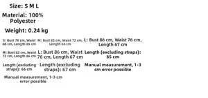 Size chart for red plaid halter dress showing S to L measurements in 100% polyester
