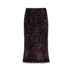 Women Elegant Sequin Midi Skirt High Waist Straight Skirt For Party Commuting Polyester Glitter Skirt Fashion Evening Wear