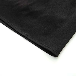 Macro shot of the neat stitching on the cuff and hem of this black wrap shirt dress