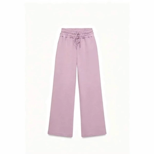 Pantaloni sportivi donna lavanda a vita alta con coulisse e gamba larga dritta