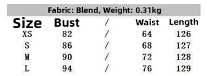 Detailed size chart for black and white plaid slip dress featuring XS to L measurements