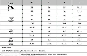 Detailed size chart for floral bubble sleeve blouse with XS to L measurements in cm