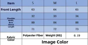 Size chart with measurements for the pink and yellow colorblock knit sweater for women