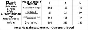 Size chart for women's high waist trousers showing waist and hip measurements