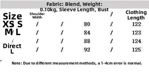 Tableau des tailles pour robe longue asymétrique en satin avec mesures buste et longueur