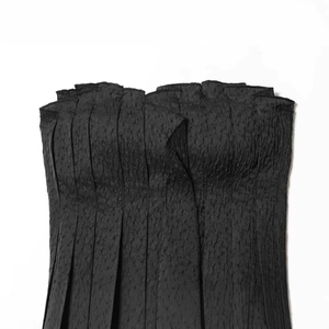 Women's charcoal black bandeau top featuring unique vertical pleated texture fabric