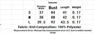 Size chart for sleeveless knit vest with red trim embroidery showing S, M, L measurements