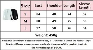 Size chart for women off-shoulder slim blazer showing bust shoulder and length measurements