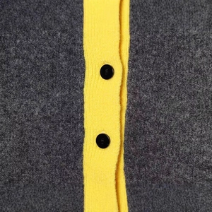 Vintage color block long sleeve knit cardigan in dark grey and yellow with black buttons