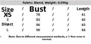 Größentabelle für Satin-Spitzentop mit Maßen für Brust und Länge von XS bis L
