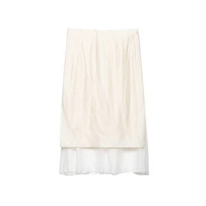 Jupe midi ivoire élégante avec un design double couche et un tissu à texture naturelle
