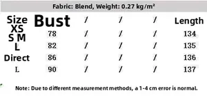 Tableau des tailles pour robe midi en satin avec mesures en cm pour tailles XS à L