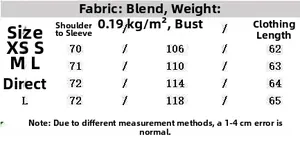 Detailed size chart for vintage lace blouse showing bust and length in centimeters