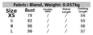 Size chart for women's V-neck sleeveless blouse showing bust and length measurements