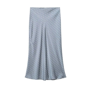 Gonna Midi da Donna Elegante a Pois con Consistenza Satinata Vita Alta Casual Minimale Gonna a Tubino Streetwear Moda