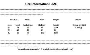 Detailed size chart for lace backless slim dress showing bust, waist, and hip dimensions