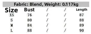 Size chart showing bust and length measurements for asymmetric satin halter top