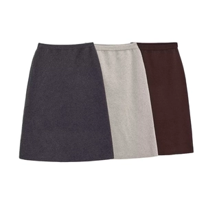 Women High Waist Knitted Pencil Skirt Solid Color Mid-Length Straight Skirt Fall Winter Casual Office Lady Knitwear Bottom