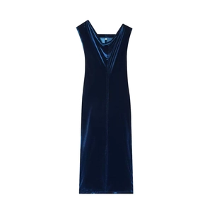 Robe Midi Élégante en Velours pour Femmes Sans Manches Col Bénitier Coupe Ajustée Fente Arrière Robe de Soirée