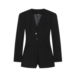 Women Elegant V Neck Blazer Jumpsuit Long Sleeve Solid Color Button Playsuit Romper For Office Party