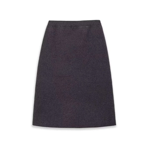 High waist slim fit dark grey knitted pencil skirt with ribbed waistband for women