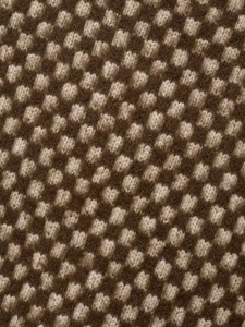 Macro shot of brown and beige checkered knit fabric texture for short cardigans