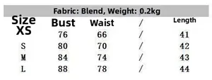 Size chart for brown bow stretch top including bust and waist measurements in cm