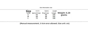 Tableau des tailles pour pantalon en crochet évasé avec mesures de taille et de hanches