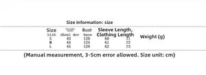Detailed size chart with measurements for women's oversized hooded puffer winter jacket