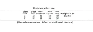 Detailed size chart for lace satin dress showing bust, waist, and hip measurements