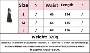 Size chart for black cutout halter maxi dress showing waist and length measurements