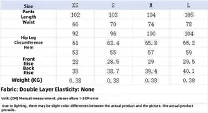 Detailed size chart for women's high-waisted wide-leg trousers in XS-L sizes