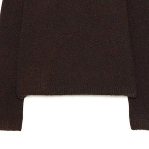 Fashionable dark brown knit cardigan with sequin flower embroidery and ribbed cuffs