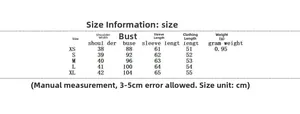 Detailed size chart for the women's winter faux shearling jacket showing XS to XL specs