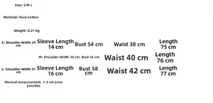 Size guide for the plaid knit pleated cotton dress showing S to L measurements