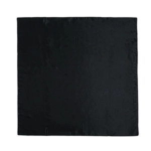 Classic 90cm square black satin silk scarf featuring a smooth and glossy finish