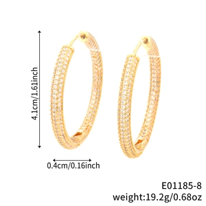 Elegant gold plated hoop earrings with shimmering clear cubic zirconia in vintage style