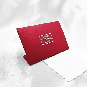 Jewelry polishing cloth set with elegant pearlized red envelope and microfiber fabric