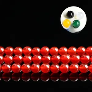 Macro shot of 7A grade red agate round beads for DIY jewelry making accessories