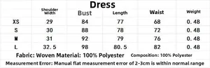 Guide des tailles pour robe effet cuir bouffante avec mesures détaillées du XS au L