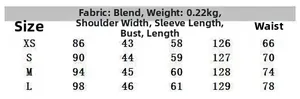 Size chart for women's grey plaid shirt dress with fabric details and measurements