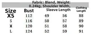 Größentabelle für Kleid mit Metallic-Print inklusive Brust- und Schultermaßen