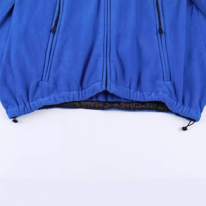 Women's blue soft fleece jacket with adjustable drawstring hem and side zipper pocket
