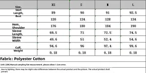 Tabella taglie dettagliata per vestito corto da donna da XS a L con misure in cm