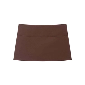 Mini-jupe classique marron foncé unie avec coupe ajustée minimaliste et style rétro