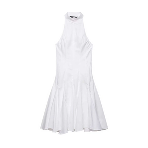 Robe Midi Blanche Élégante à Dos Nu Sans Manches Pour Femmes Avec Ourlet à Volants Robe De Soirée D'été Ajustée Ligne A